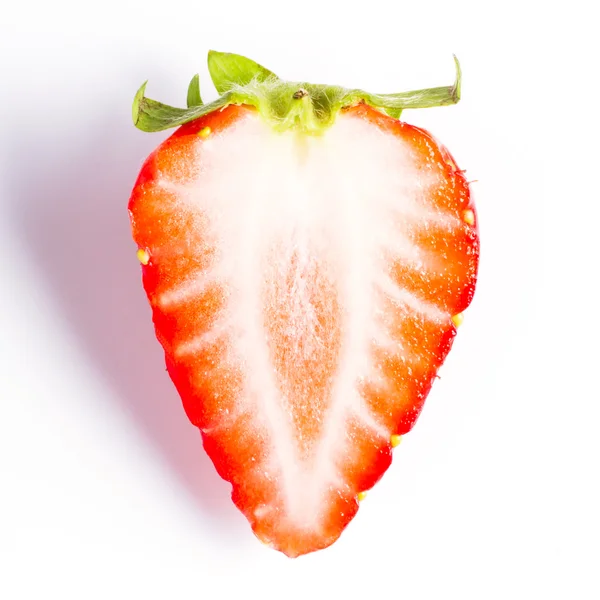 Half of strawberry isolated on white with shadow — Stock Photo, Image