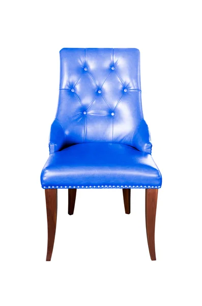 Blue leather chair isolated on white with clipping path — Stock Photo, Image