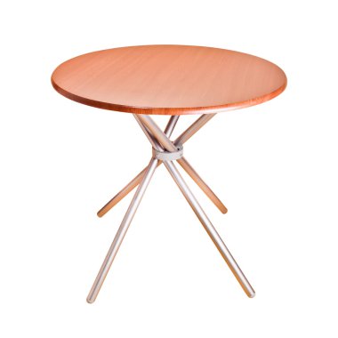 izole kırpma pa ile beyaz arka plan üzerinde ahşap yuvarlak masa