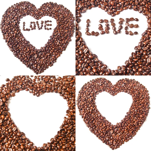 Kolekce coffee bean ve tvaru srdce — Stock fotografie
