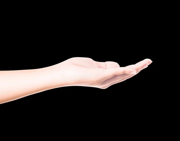 Рука леді ізольована на чорному тлі з відсічним контуром — стокове фото