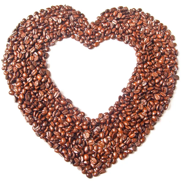 Srdce z hnědé kávová zrna — Stock fotografie
