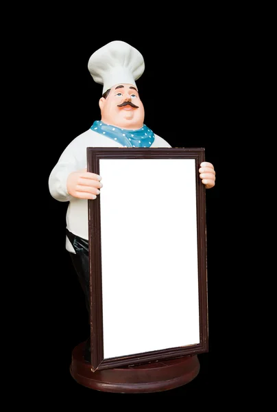 Panenky keramické kuchař s tabule izolovat na černém pozadí, wi — Stock fotografie