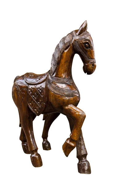 Horse wood carved on white background,with clipping path — Stock Photo, Image