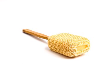 Loofah Long Handled Back Brush on white back ground clipart