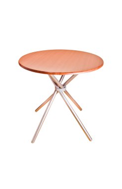 izole kırpma pa ile beyaz arka plan üzerinde ahşap yuvarlak masa