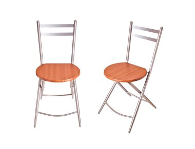 iki ahşap sandalye beyaz zemin üzerine izole yuvarlak