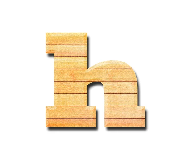 Wooden alphabet letter with drop shadow on white background, h — Stock Photo, Image