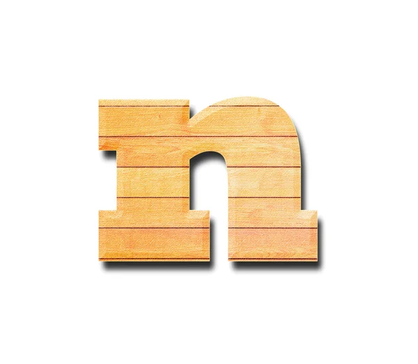 Letra del alfabeto de madera con sombra sobre fondo blanco, n — Foto de Stock