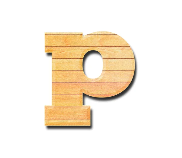 Ξύλινα αλφάβητο επιστολή με σκίαση σε άσπρο φόντο, p — Stock fotografie