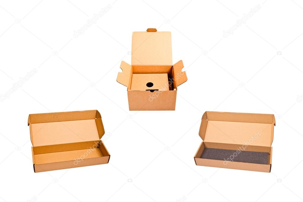 different brown boxes isolated on white