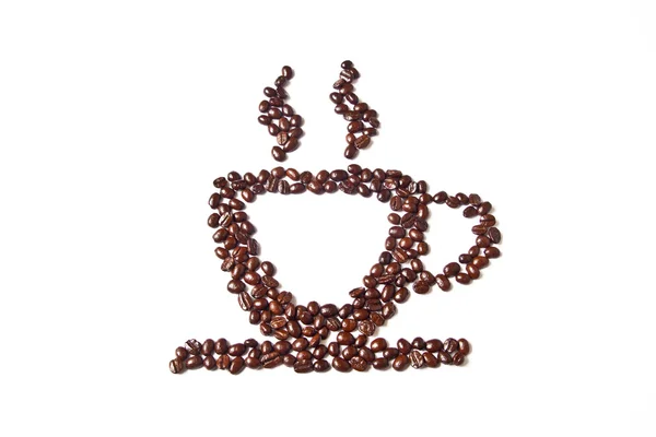 Šálek kávy z kávových zrn — Stock fotografie