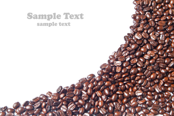 Many brown coffee beans for background