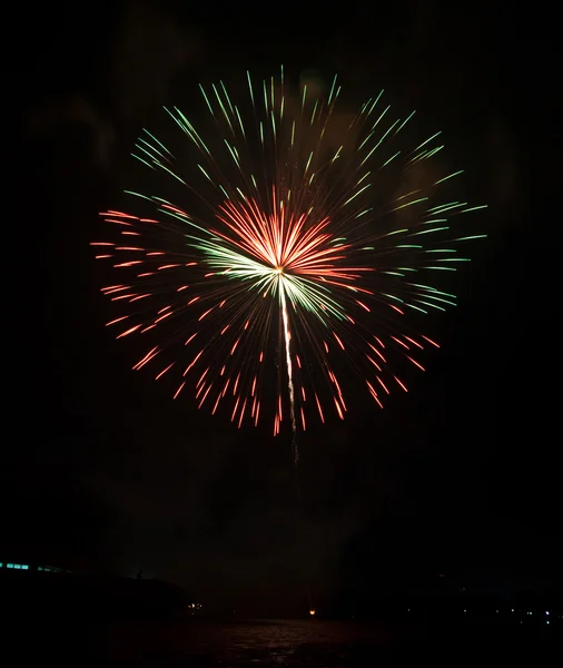 Hermosos fuegos artificiales como la palma en la noche — Foto de Stock