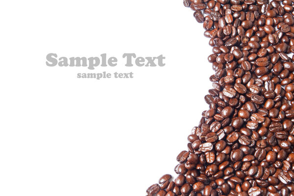 Many brown coffee beans for background