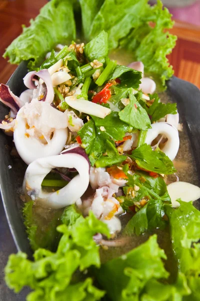 Boiled squid with Lemon,Thai style seafood,spicy and sour — Stock Photo, Image