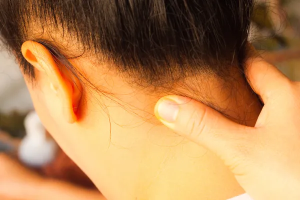 Reflexologie hoofd massage, kuur hoofd, thailand Stockfoto
