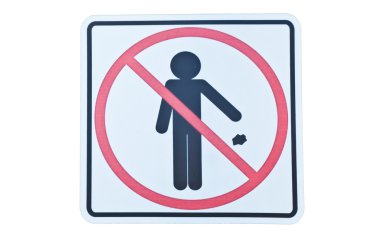 Çöp işaret değil beyaz arka plan üzerinde ayrı tutma