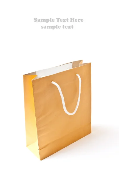 Brown saco de papel de compras isolado no fundo branco — Fotografia de Stock