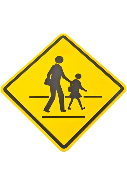 学校在白色背景上交通标志分离 — 图库照片