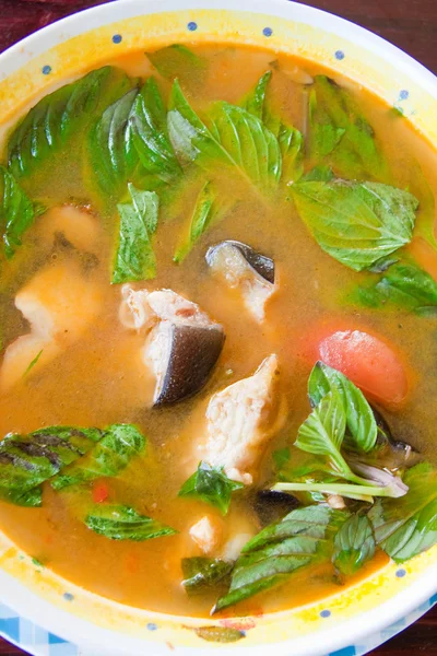 Thai fish hot and sour soup spicy,made by fish from The Khong Ri — Stock Photo, Image