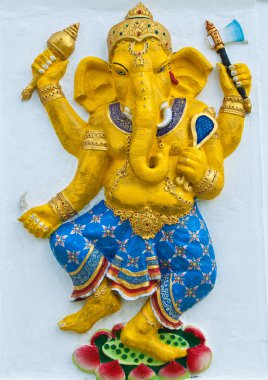 Indian or Hindu ganesha God Named Naritaya Ganapati at temple in clipart