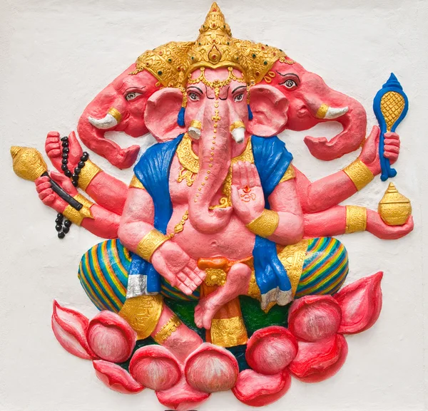 Indian or Hindu ganesha God Named Trimukha Ganapati at temple in Stock Image