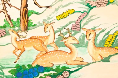 Sanat Çin tarzı boyama duvar temple,thailand.genera içinde