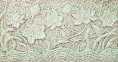 Lotus kabartma mermer üzerinde