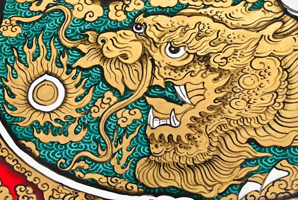 神殿で壁のアート中国風絵. — ストック写真