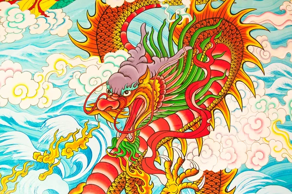 Sztuka styl chiński obraz na ścianie w temple,thailand.genera — Zdjęcie stockowe