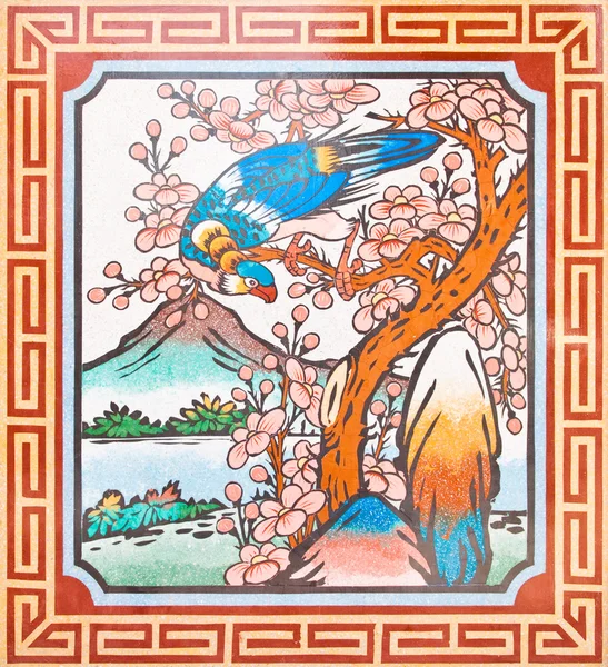 Konst kinesisk stil målning på tempel wall,thailand.generalit — Stockfoto