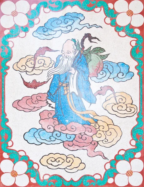 Arte pittura in stile cinese sulla parete nel tempio, Thailandia.Genere — Foto Stock