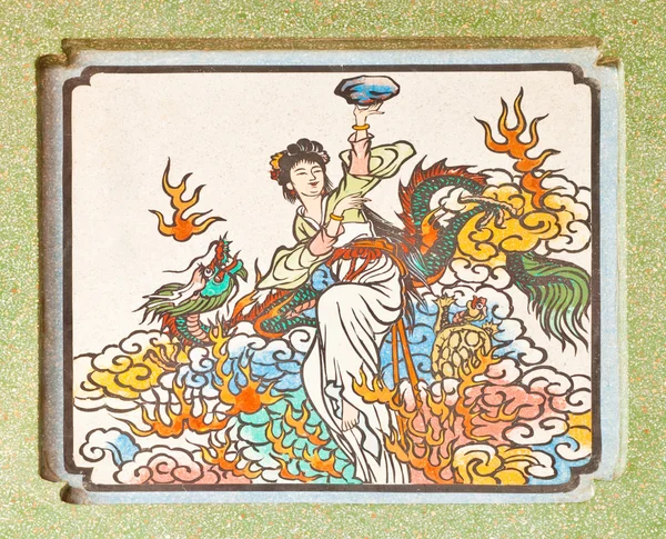 Kunst im chinesischen Stil Malerei an der Wand in Tempel, thailand.genera — Stockfoto