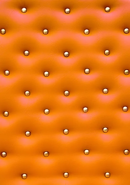 Orange Ledermuster mit Knöpfen, Textur für Hintergrund — Stockfoto