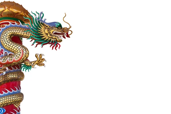 Chinese style dragon statue isolate on white background — Stock Photo, Image