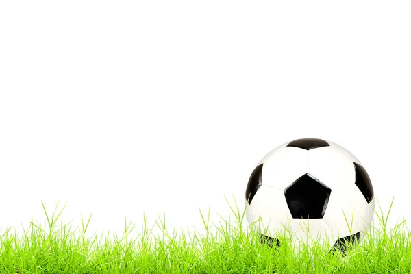 Piłka na zielonej trawie na białym tle — Zdjęcie stockowe