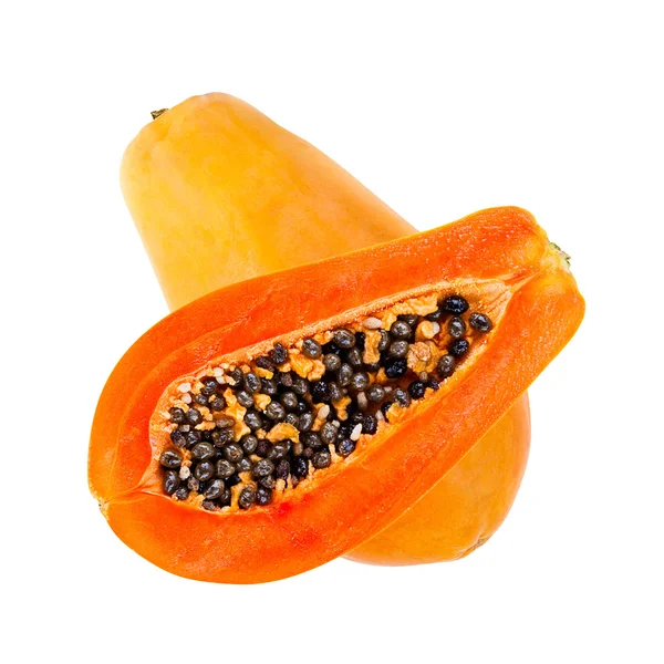 Papaya isolert på hvitt – stockfoto