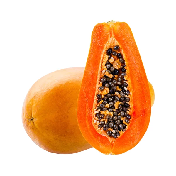 Papaya isolert på hvitt – stockfoto