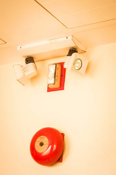 Red fire alarm bell in the building — Stock Photo, Image