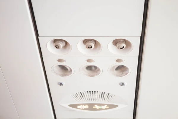 Inside view of Commercial aircraft interior — Stock Photo, Image