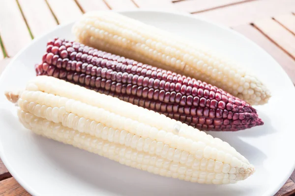 Organiczne całe ziarna z kolby gotowanej kukurydzy — Zdjęcie stockowe