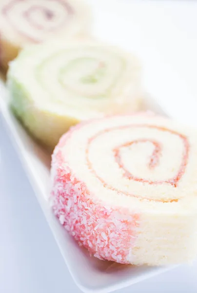 Colorful jam roll cakes up close — Stock Photo, Image