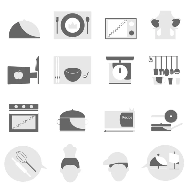 Kitchen icons on white background — Stock Vector