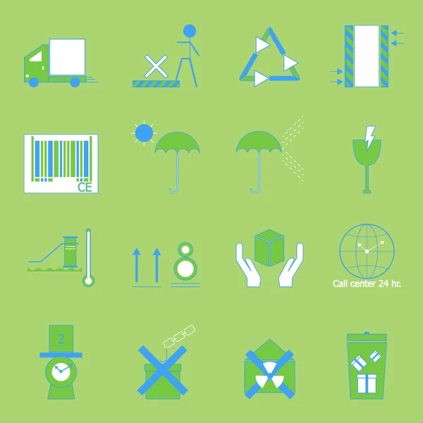 Crea segno di colore del pacco su sfondo verde — Vettoriale Stock