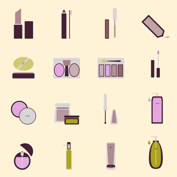 Set of cosmetic nude tone icons — Stock Vector