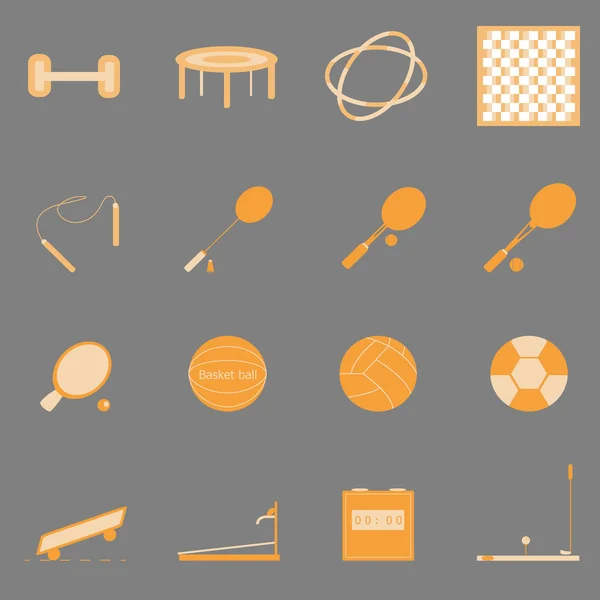 Fitness sport orange color icons on gray background — Stock Vector