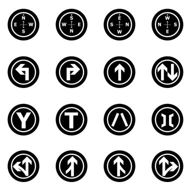 yol işareti simgelerini beyaz zemin üzerine