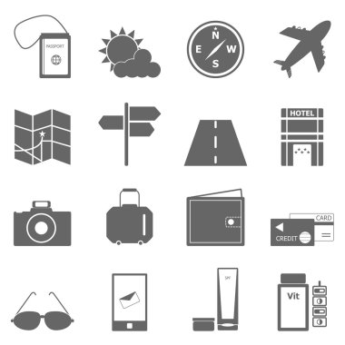 Beyaz Arkaplanda Seyahat Simgeleri