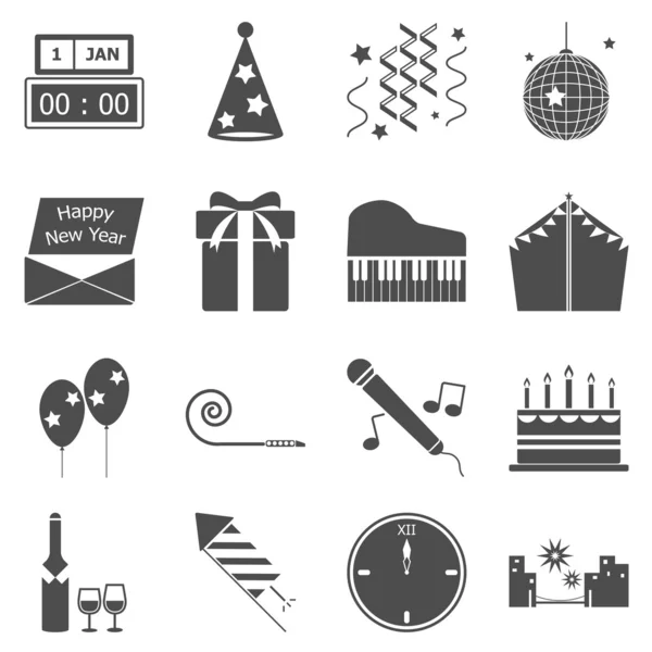 Beyaz arka plan üzerinde yeni yıl gri simgeler